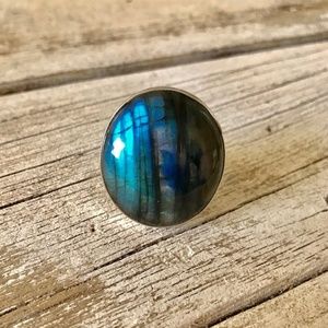 Boho Large Oval Labradorite Ring
